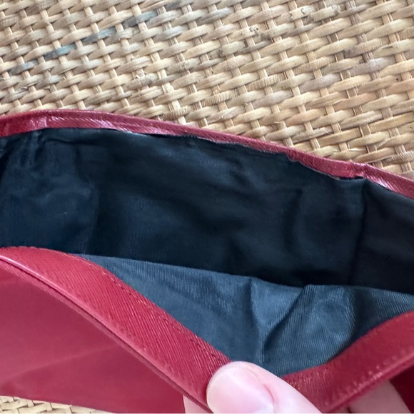Prada Tessuto Saffiano Logo Nylon Trifold Leather Wallet Red Authentic - Picture 11 of 12